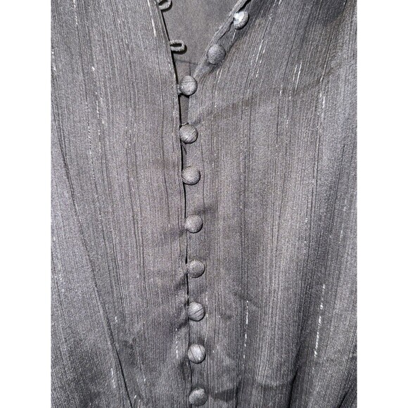 House Of Harlow 1960 Lurex Metallic Ruched Mini Black Sheer Sleeves Dress 10 - Picture 4 of 7